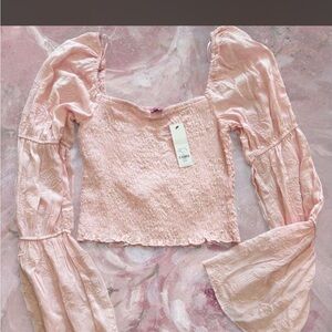 Francesca's Collections Pink Smocked Top
